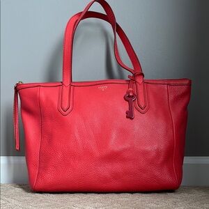 Fossil Leather Tote Bag